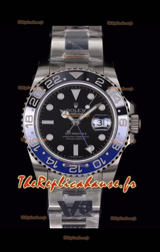 Montre Rolex GMT Masters Batman Réplique de montre à mouvement japonais avec bracelet huitre