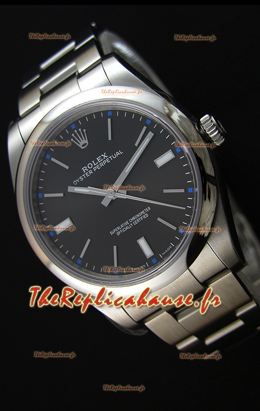 Réplique de montre Rolex Oyster Perpetual Japonaise - Cadran noir dans un boîtier de 39MM