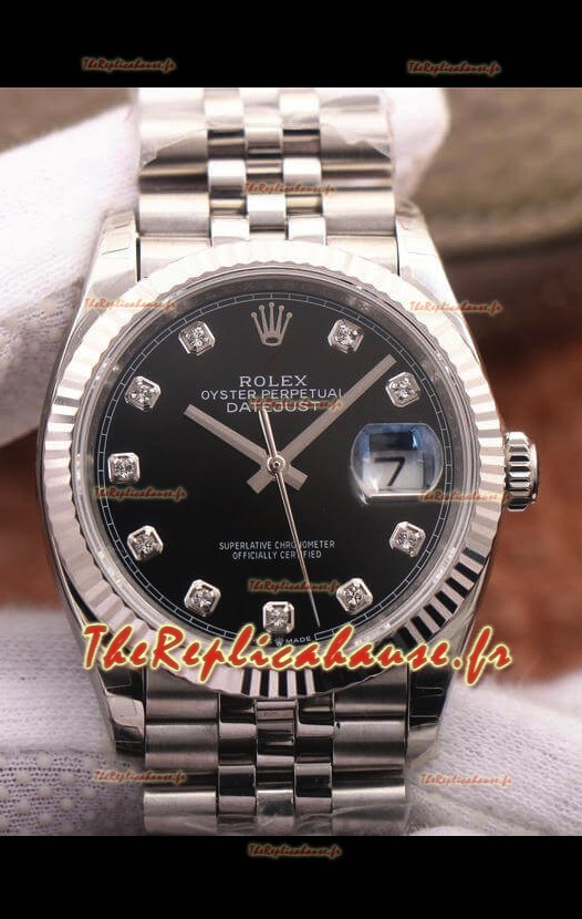 Rolex Datejust 126234 36MM Réplique Suisse en acier 904L avec cadran noir et miroir 1:1 Replica