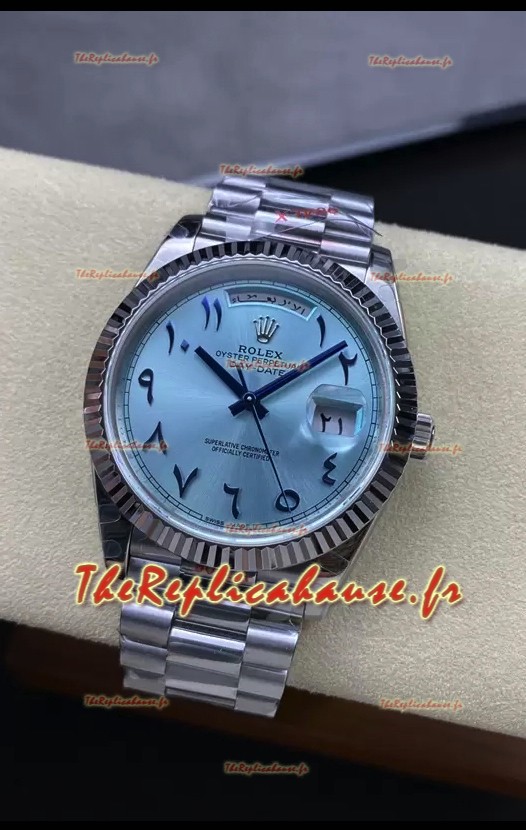 Rolex Day Date Presidential Montre en acier inoxydable ICE cadran bleu arabe 40MM - Qualité miroir 1:1