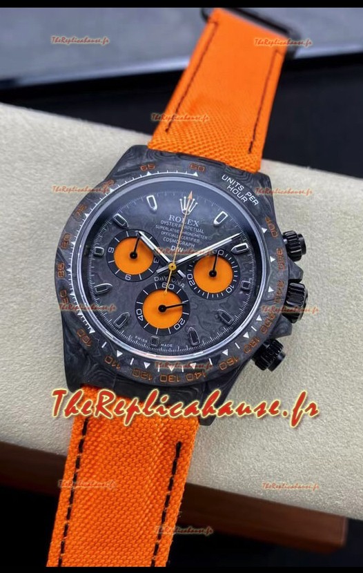 Rolex Daytona DiW Orange Carbon Edition Watch - Montre à boîtier en carbone forgé, Réplique Miroir 1:1