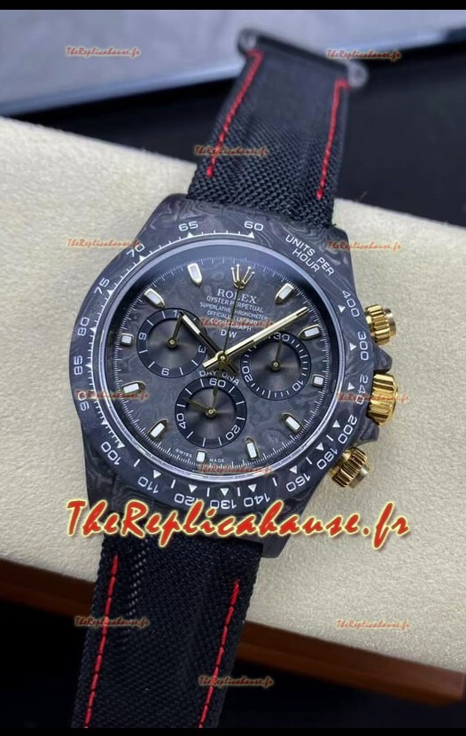 Rolex Daytona DiW Black & Gold Carbon Edition Watch - Montre à boîtier en carbone forgé, Réplique miroir 1:1