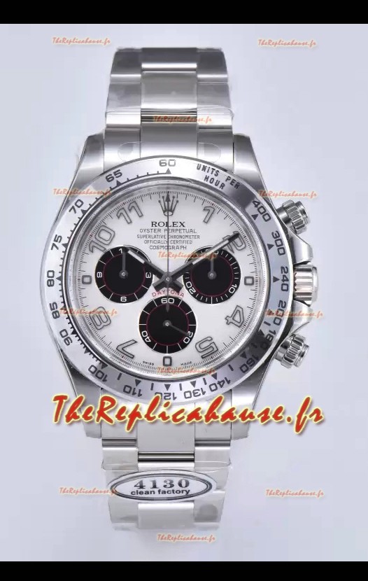 Rolex Cosmograph Daytona Panda M116519 Mouvement original Cal.4130 - Montre en acier 904L Cadran blanc