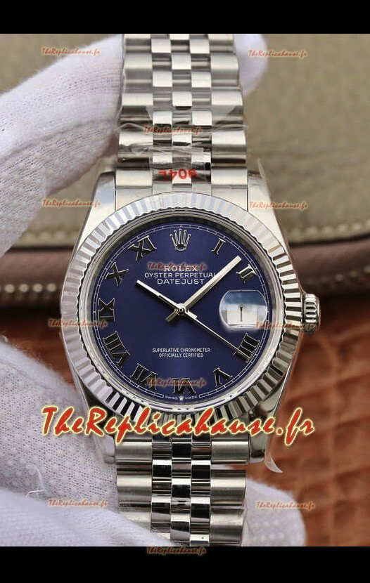Montre Rolex Datejust 31MM Mouvement ETA-2671 Réplique Suisse en acier 904L et cadran bleu 