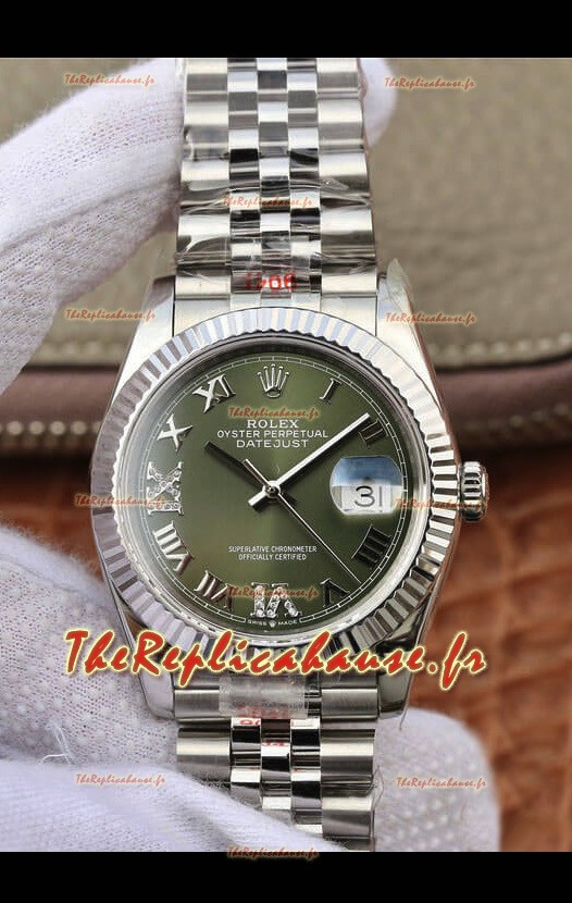 Montre Rolex Datejust 31MM Mouvement ETA-3135 Réplique Suisse en acier 904L et cadran vert 