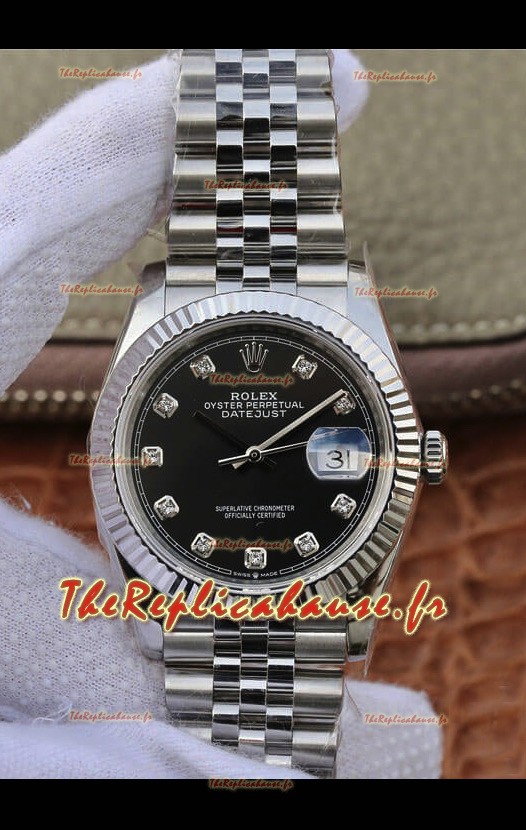 Montre Rolex Datejust 36MM Mouvement ETA-3135 Réplique Suisse en acier 904L avec cadran bleu marine 