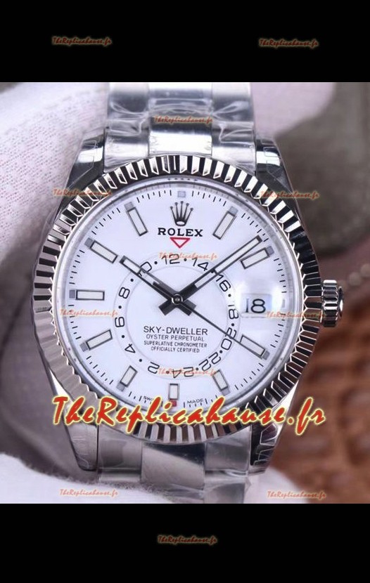 Rolex Sky-Dweller REF# M326934 Montre à cadran blanc dans un boîtier en acier 904L Réplique Miroir 1:1