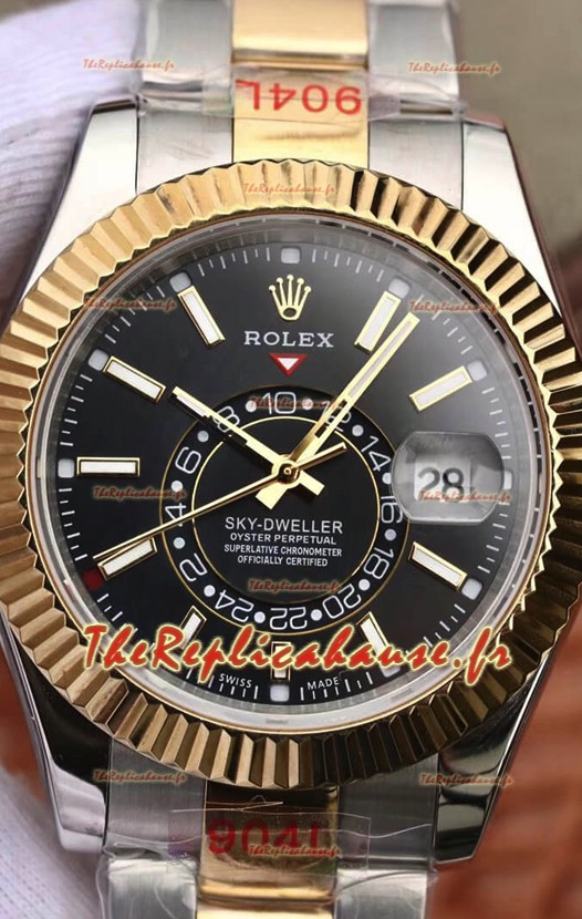 Réplique de la montre Rolex Sky-Dweller 42MM en acier inoxydable et or jaune 1:1 Miroir 
