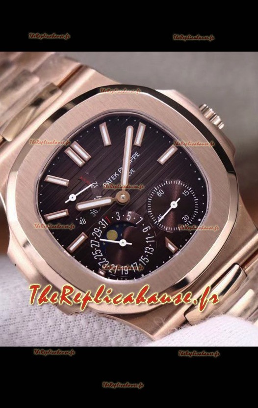 Montre Patek Philippe Nautilus 5712/R 1:1 Réplique Suisse de qualité avec cadran brun et bracelet or