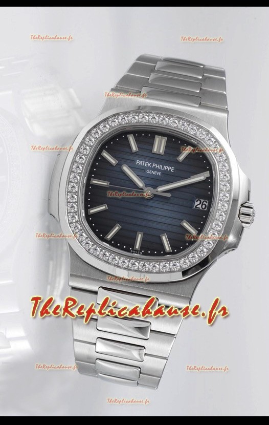 Réplique de la montre Suisse Patek Philippe Nautilus 5711 - Qualité miroir 1:1 avec lunette en diamants