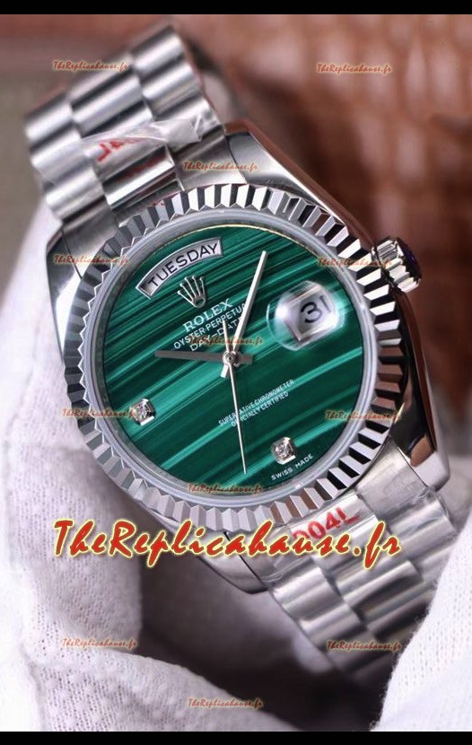 Montre Rolex Day Date Présidentielle 904L Acier 36MM - Cadran Malachite Qualité Miroir 1:1 