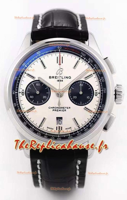 Montre Breitling Premier B01 Chronograph 42 Edition Qualité Miroir 1:1 en Acier Cadran Blanc 