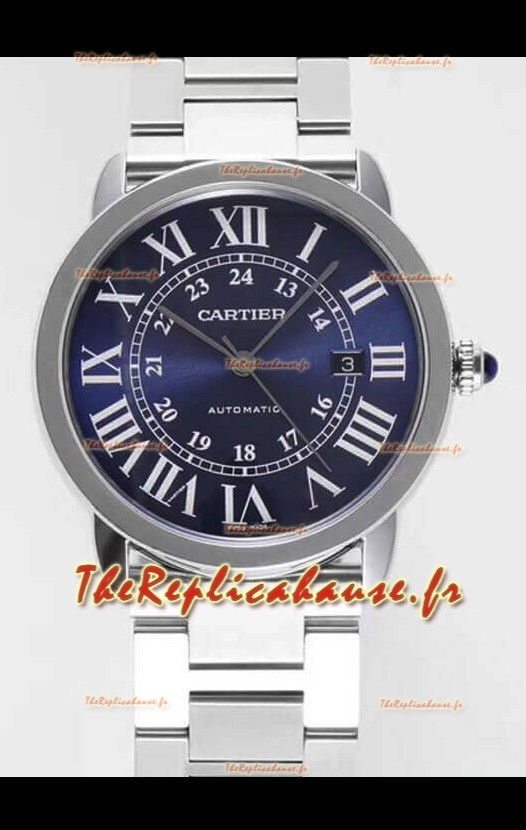 Ronde De Cartier Réplique Suisse - Boîtier en acier inoxydable - Cadran bleu 