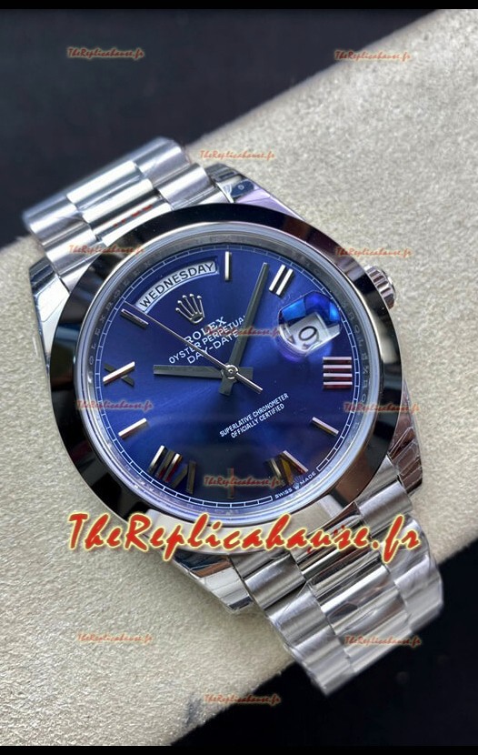 Réplique Rolex Day Date M228206-0015 904L Acier 40MM - Cadran Bleu Miroir 1:1