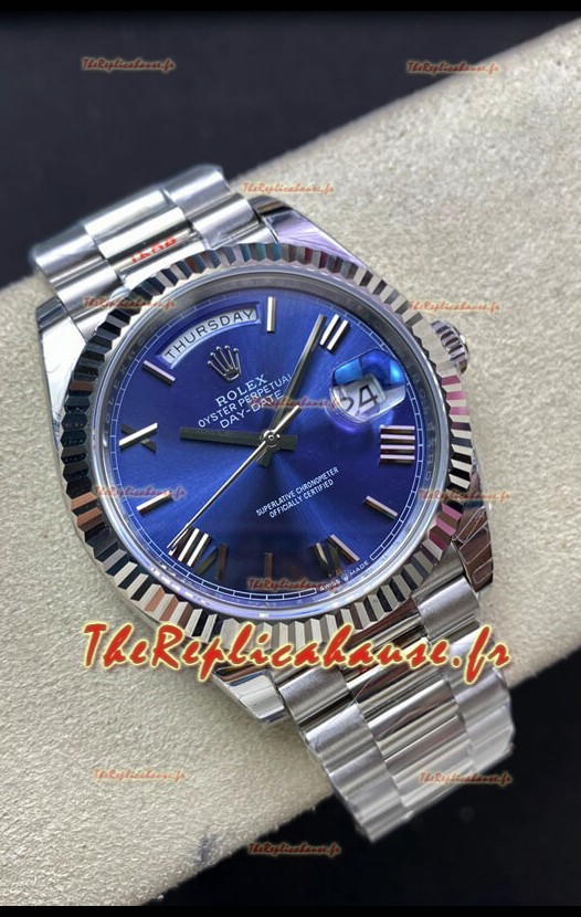 Réplique Rolex Day Date M228206-0015 904L Acier 40MM - Cadran Bleu Miroir 1:1