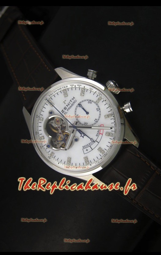 Réplique de montre Zenith El Primero Chronomaster 42mm de réserve de puissance et remontage manuel avec cadran blanc