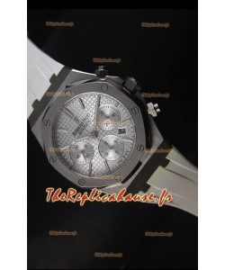 Montre chronographe Royal Oak d'Audemars Piguet avec boîtier en acier inoxydable et cadran blanc