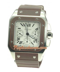 Cartier Santos 100 Suisse Chronograph Montre - Rubber Strap
