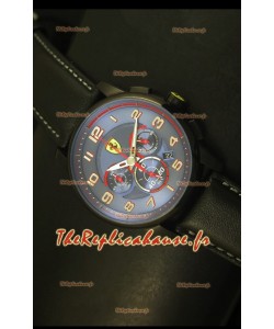 Montre chronographe Scuderia Ferrari Heritage avec cadran bleu et boîtier en acier noir