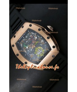 Réplique de montre suisse Richard Mille RM002 Power Reserve Tourbillon avec revêtement or rose 