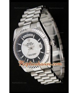 Rolex Day Date Swiss Stainless Steel Montre avec Cadran Bicolore