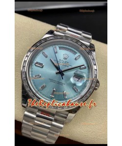 Réplique Rolex Day Date M228396TBR-0002 904L Acier 40MM - Cadran Bleu glacé Miroir 1:1