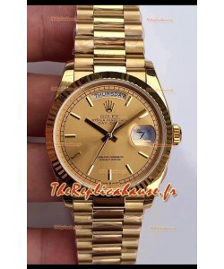 Réplique de montre Rolex Day Date 36MM en or jaune M128238-0045 en cadran or miroir 1:1