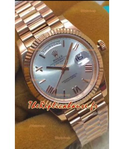 Réplique de la montre Rolex Day Date 40MM 228235 1:1 Or rose et cadran argenté 1:1 Miroir