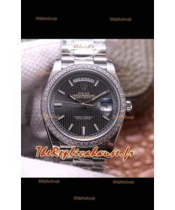 Montre Rolex Day Date Presidential 904L Acier 40MM - Cadran Gris Foncé 1:1 Qualité Miroir