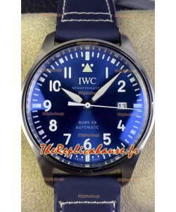 IWC Pilot MARK XX Series IW328203 Montre Réplique Suisse Miroir 1:1 avec cadran bleu et bracelet cuir