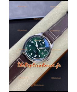 IWC Pilot MARK Series IW328205 1:1 Miroir Réplique de Montre Suisse, cadran vert, bracelet brun