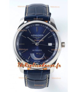 Longines Master Collection Automatique Réserve de Marche Cadran Bleu Réplique Suisse -bracelet cuir