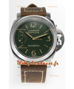 Panerai Luminor Marina 8 Days PAM00911 Cadran Vert 1:1 Qualité Miroir - Acier 904L avec bracelet cuir