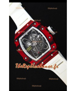 Richard Mille RM35-01 Montre avec boîtier en Un morceau de Carbone forgé rouge et Bracelet Blanc