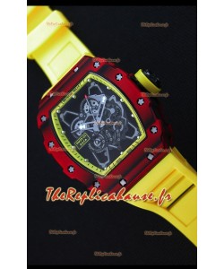 Richard Mille RM35-01 Montre avec boîtier en Un morceau de Carbone forgé rouge et Bracelet Jaun