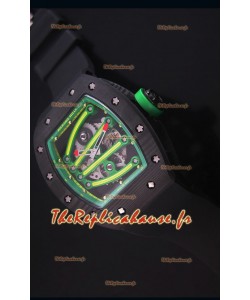 Montre Replica Suisse RM059 Yohan Blake Richard Mille avec Boitier en Carbone Forgé avec une Lunette Verte
