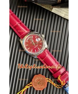 Rolex Day Date 904L Montre boîtier acier cadran rouge 36MM - Qualité miroir 1:1 