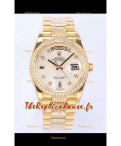 Montre Rolex Day Date Presidential en or jaune 18K 36MM - Cadran perle blanche Qualité miroir 1:1 