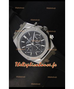 Montre chronographe Royal Oak d'Audemars Piguet avec boîtier en acier inoxydable et cadran noir