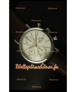 Montre suisse chronographe IWC Portofino avec boîtier acier et cadran blanc