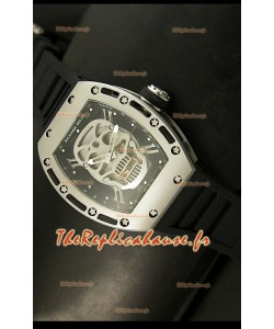 Réplique de montre suisse Richard Mille RM052 Skull Tourbillon dans boîtier en acier brossé