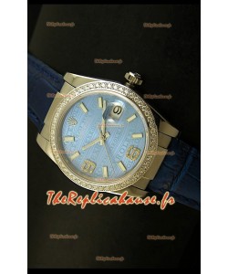 Rolex Imitation Datejust Montre Suisse Reproduction - 37MM - Cadran/Bracelet Bleu