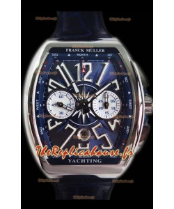 Franck Muller Vanguard montre suisse chronographe en acier 904L cadran bleu  