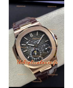 Patek Philippe Nautilus 5712/R Réplique montre suisse de qualité 1:1, cadran marron, bracelet cuir 
