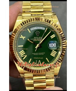 Rolex Day Date Presidential Montre en or jaune 18K 40MM - Cadran vert Qualité miroir 1:1