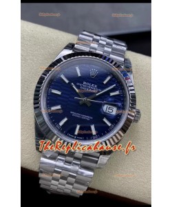 Rolex Datejust Mouvement Cal.3235 Réplique 1:1 Acier 904L 41MM - Cadran à motifs cannelés bleu