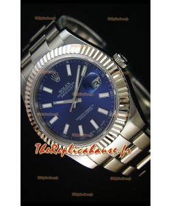 Réplique de montre Rolex Datejust Japanese - Cadran bleu en 41MM avec bracelet huitre