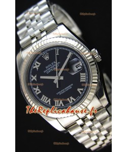 Réplique de montre Rolex Datejust Japanese - Cadran noir en 36MM avec bracelet jubilé