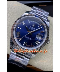 Rolex Day Date Presidential Montre en acier inoxydable cadran bleu marine 40MM - Qualité Miroir 1:1