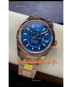 Rolex Sky-Dweller REF# 336935 Montre à cadran bleu avec boîtier en acier 904L or rose Réplique miroir 1:1
